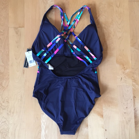 La Blanca Painted Leaves Multi-Strap Cross-Back One Piece  - Picture 13 of 14